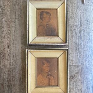 1923 Vintage Framed Portrait Set by Sydney Bell